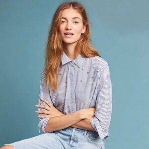 RAILS Striped & Studded blouse size L